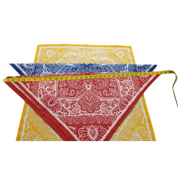 Paisley Bandanas 22"x22" Cotton Square Handkerchiefs Blue Red Yellow 3 Multicolo - Picture 2 of 12
